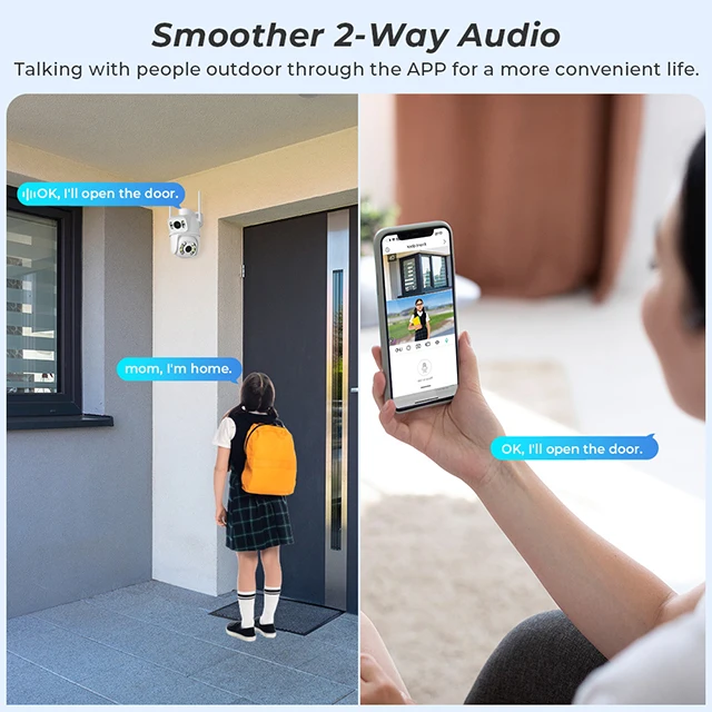 ICSEE 4K 8MP Dual Lens Ai Home Security Network Camera Outdoor Wifi PTZ Night Vision Auto Tracking Cloud SD Card Storage 1-Year