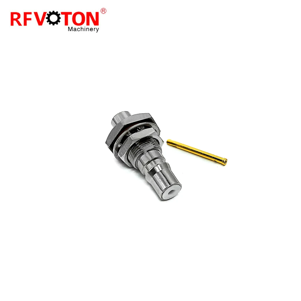 Quality assurance New Type QMA female Jack bulkhead waterproof connector for RG402 RG141 rf cable RF Coax Coaxial connectors details