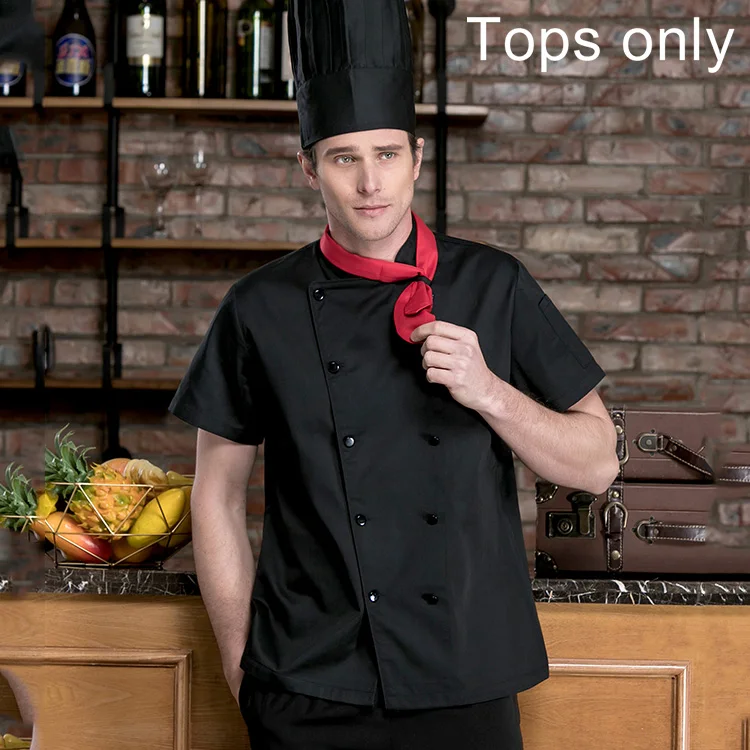 Unisex Chef Uniform Hotel Kitchen Work Clothes Short Sleeved Chef  Restaurant Uniform Cooking Shirt Jacket+Hat+Apron