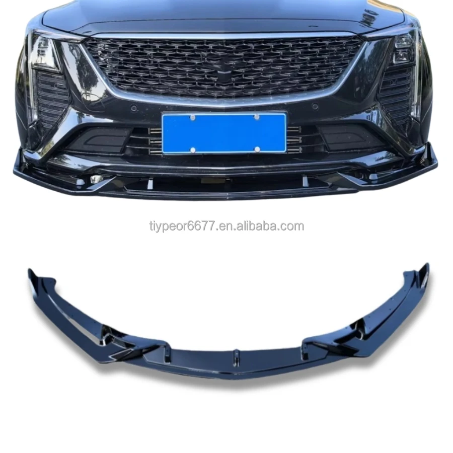 product tiypeor 3pcs gloss black front bumper lip spoiler splitter bodykit refit for cadillac ct5 2024 auto performance-4