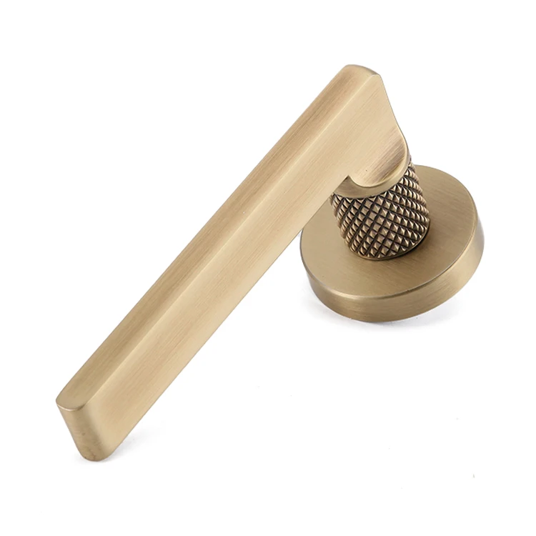 Elegant Interior Wooden Door Mortise Lock Lever Handle Luxury Door Handle in Satin Brass Finish