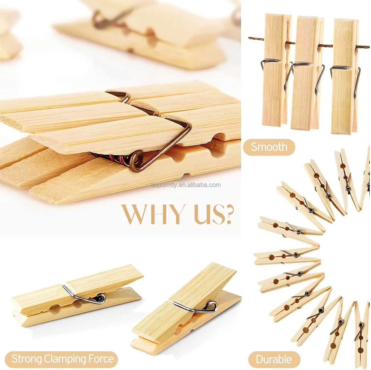Custom Logo Multi-Use Eco-friendly Natural Bamboo Mini Clothes Clips ...