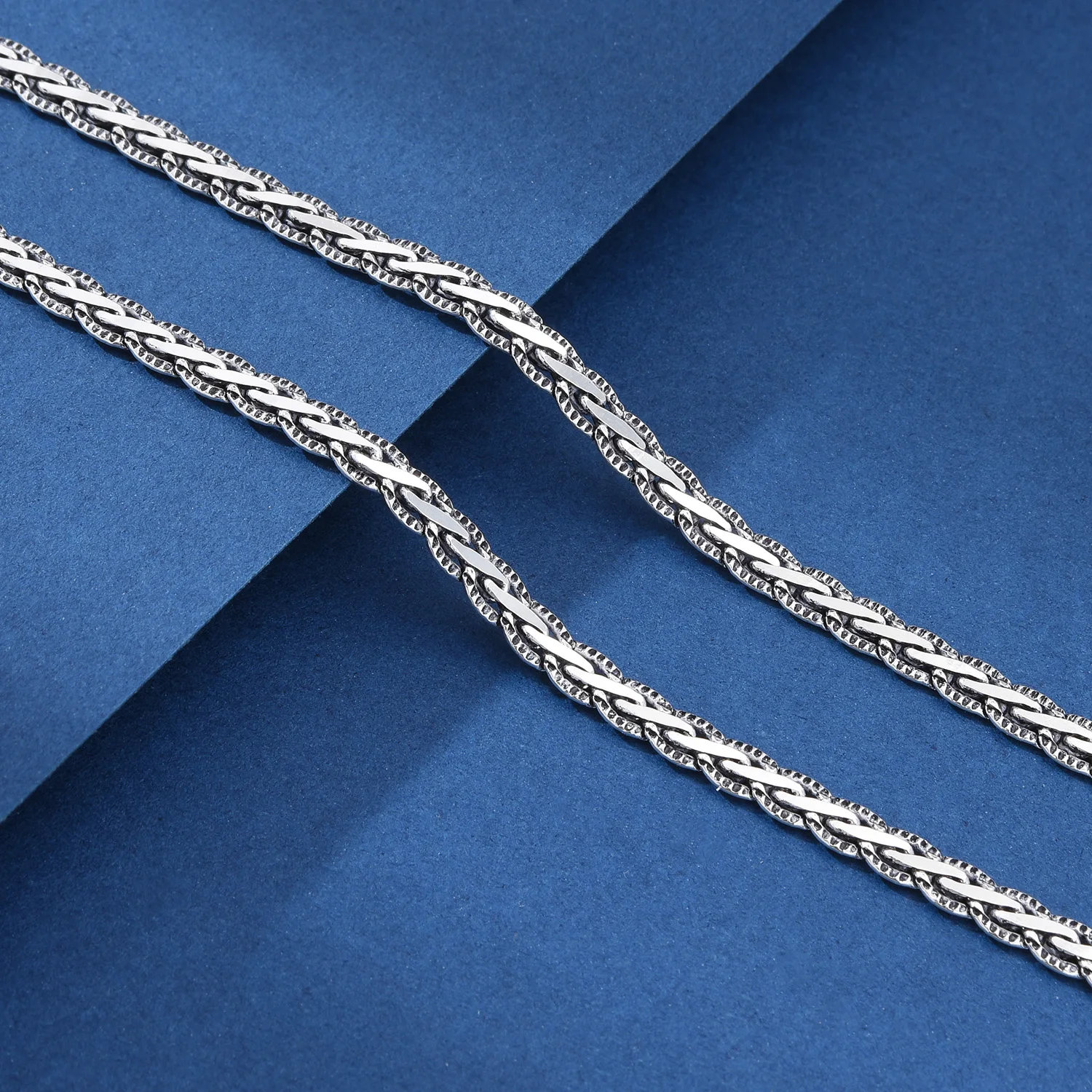 925 Sterling Silver 4mm Twisted Rope Flat Snake Cuban Link Lobster