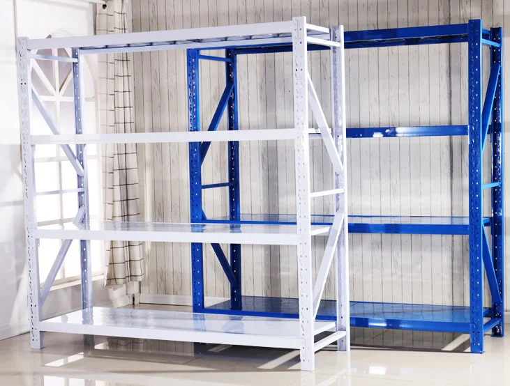 Adjustable 4-Layer Steel Warehouse Storage Shelf Racks 220 Pounds Per Layer Multi-Level Metal Storage Units