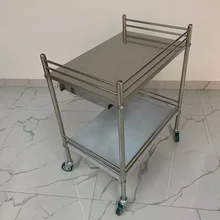 Good quality cheap 201 304 stainless steel medical clinic cart instrument trolley for hospital