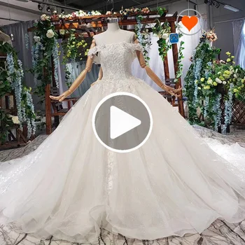 HTL579 Off-Shoulder 2019 Wedding Dress Bridal Gown applique lace fabric Bridal Dresses