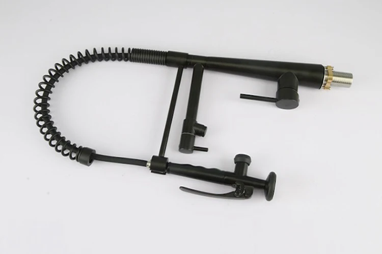 Mezclador de grifos de cocina con resorte extraíble de una sola palanca