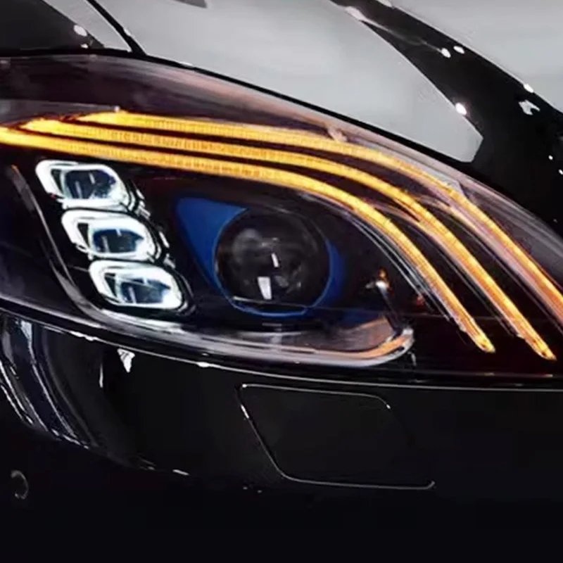 2006-2012  S-Class W221 Front Daytime Turn Signal Lamp Assembly Modified Three Bars LED Lens 12V New Condition Bulb