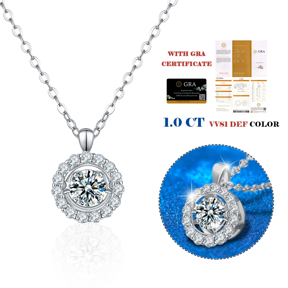 1 Carat Moissanite 925 Sterling Silver Pendant Necklace