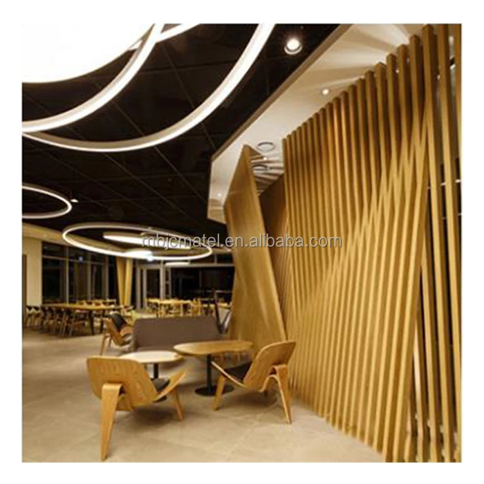 Grate Suspend Ceil Grid Surface Mount Strip Design Tube square Panel Screen Ceiling Aluminum S-strip Ceiling