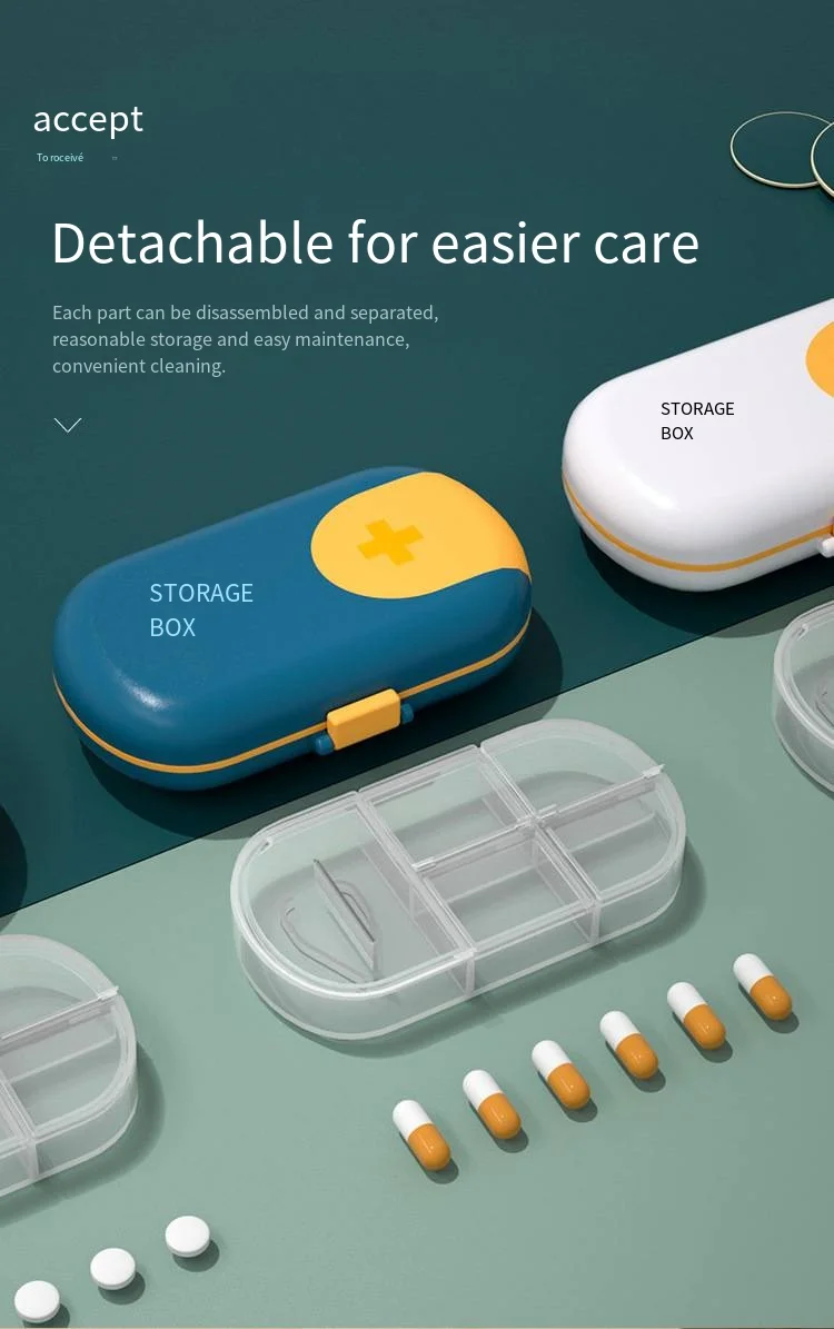 Portable pill box Small mini pill dispenser box Travel 7 days capacity storage box details