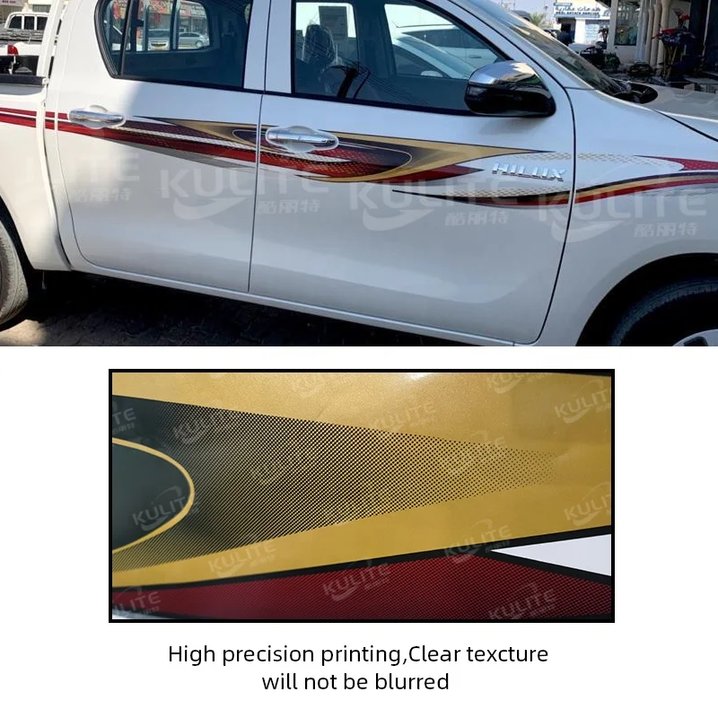 Achetez 2pcs Vagues Design Camion de Décoration Autocollants Pick-up SUV  Car Body Porte en Vinyle Autocollants - Blanche de Chine