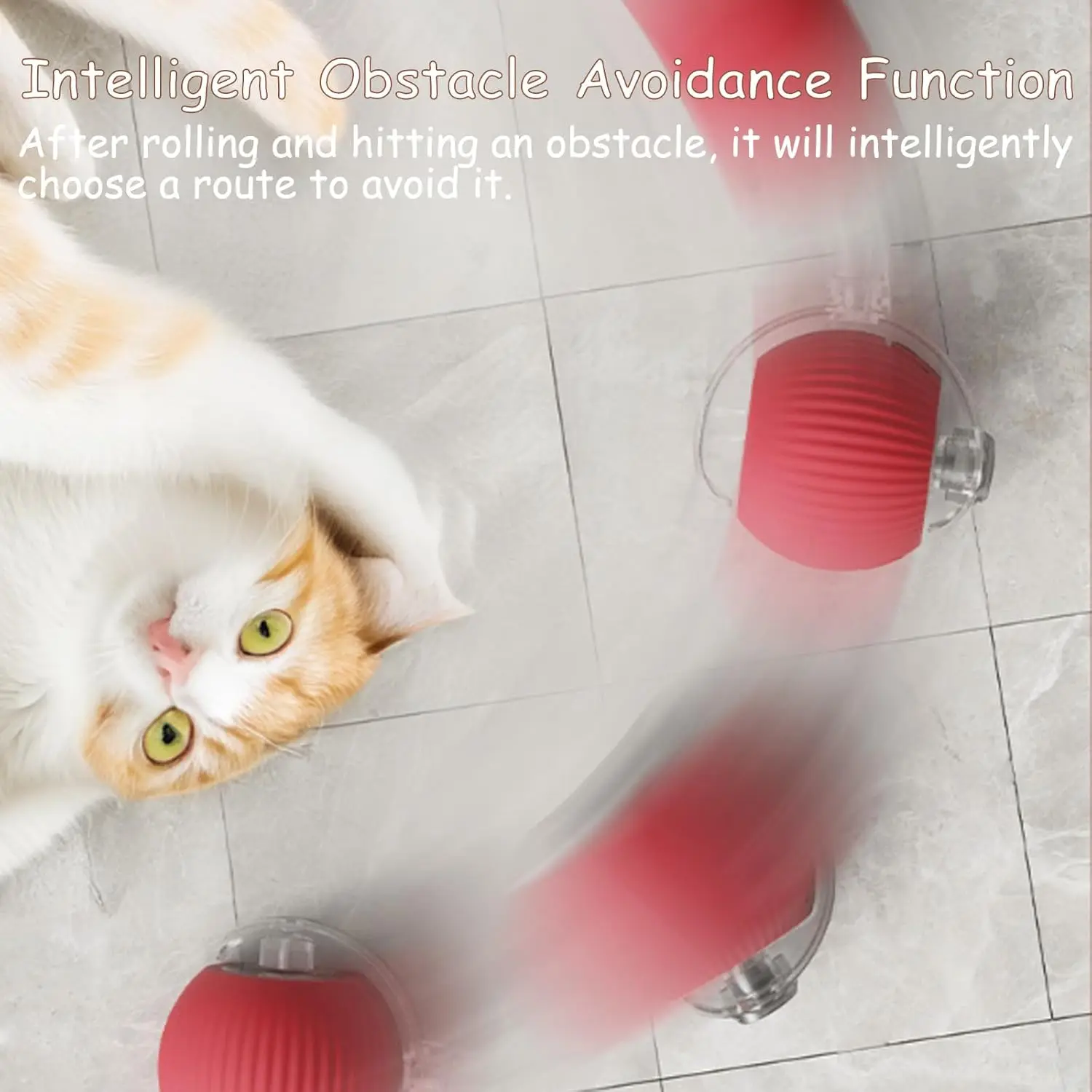 Interactive Cat Toys Balls Interactive Rolling Dog Ball Cat Toys Ball for Indoor Cats with Long Tail Fast Rolling on Carpet