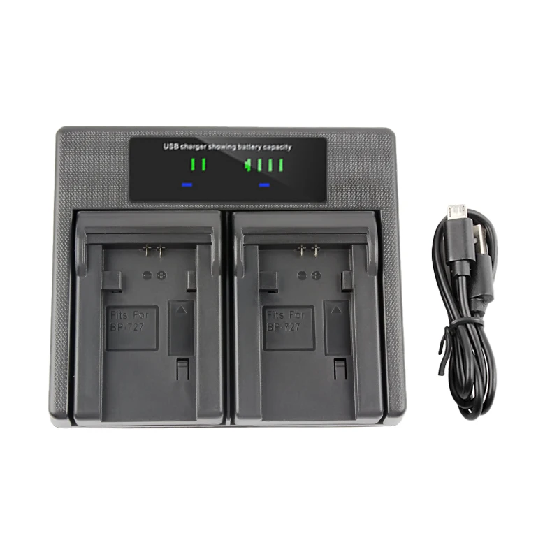 BP-727 BP727 Battery USB Dual Charger for Canon BP-709 BP-718 BP-745 VIXIA HF R30 M50 M52 500 M56 M506 R36 R38 R306 R400