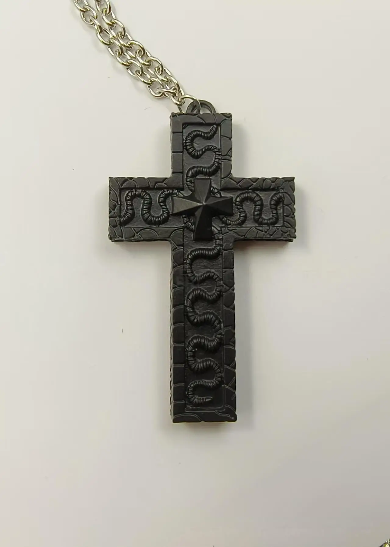 Black Stainless Steel Cross Necklace - Gothic Punk Pendant, Religious & Fashion Chain, Edgy Unisex Jewelry for Men/Women