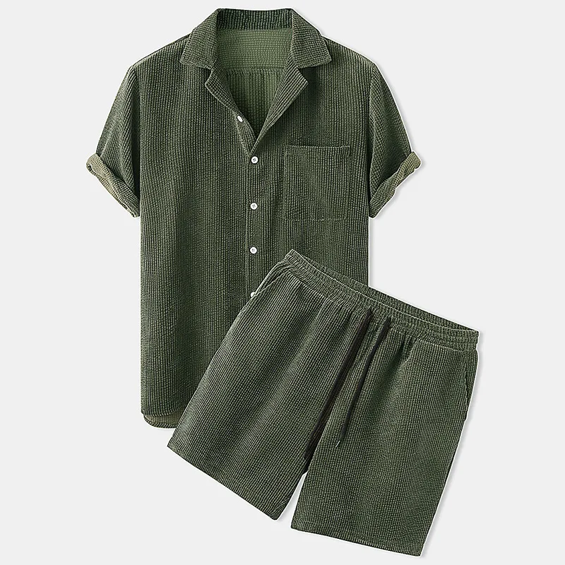 corduroy solid short sleeve basic shirts