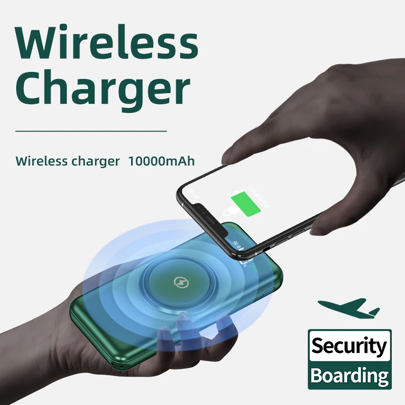 10000mah Wireless Charging Power bank 5W Comes with 4 Wires