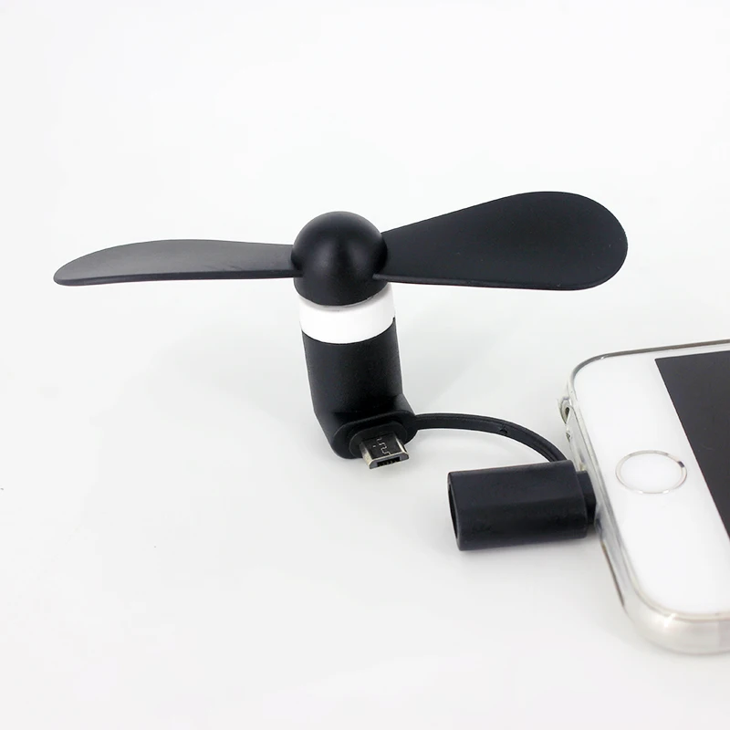 Portable 2 in 1 Mini Soft Phone Fan for Iphone Android Micro Handheld Cooling Cellphone Fan Cooler Mobile Phone Summer USB Fans