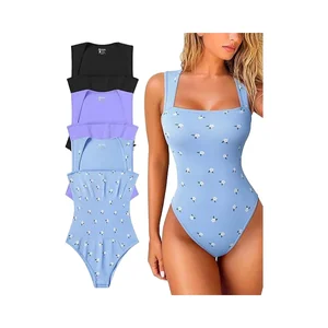European American Summer Casual Skinny Yoga Sportswear Jumpsuit Floral Breathable Tummy Control Knee Belly Stretch Sexy Ass