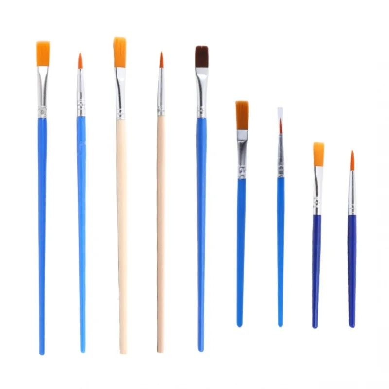 Factory Wholesale Nylon Hair Flat Tip Brushes Pointed Ceramics Dolls Painting Practice