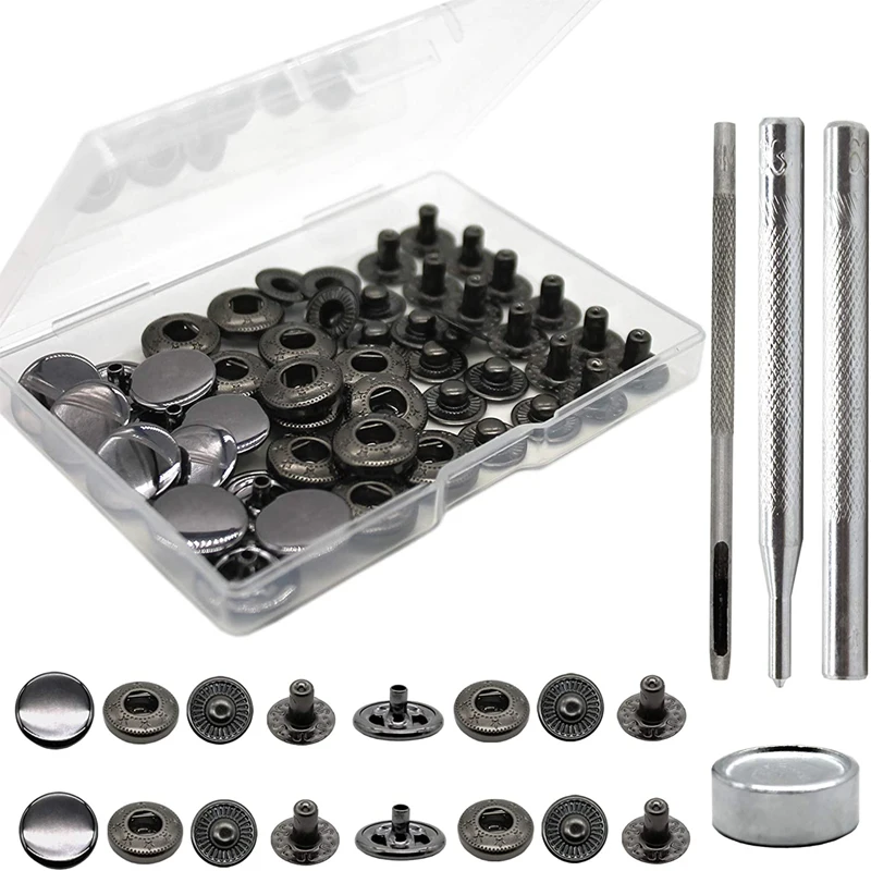 Durable Tools 15mm Mini Snap Fastener Set 2 Pieces Press Stud Setter Kit 