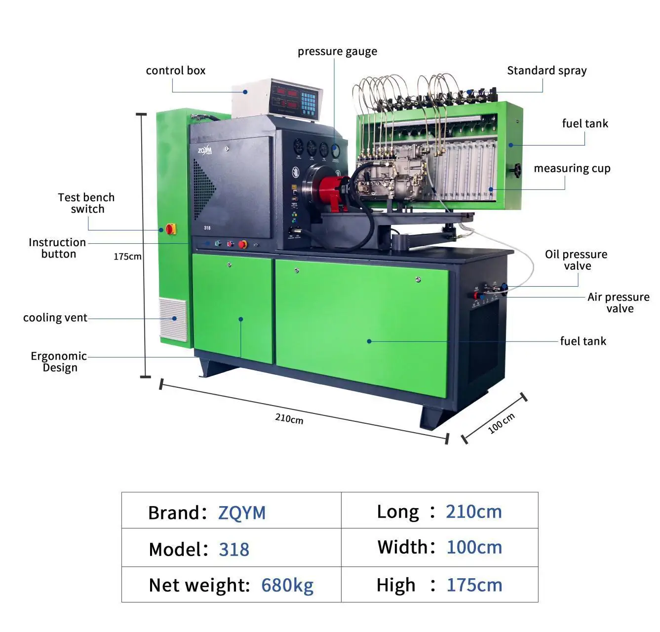 Zqym Hot Sale 12psb Mechanical Diesel Fuel Injection Pump Test Bench