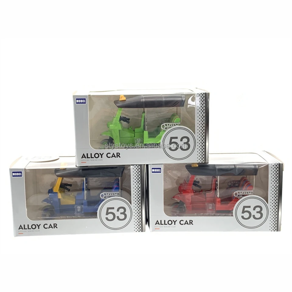 Children Tricycle Vehicle Toy Simulation Pull Back Thai Tricycle Alloy Tuk Tuk Car Model Toy