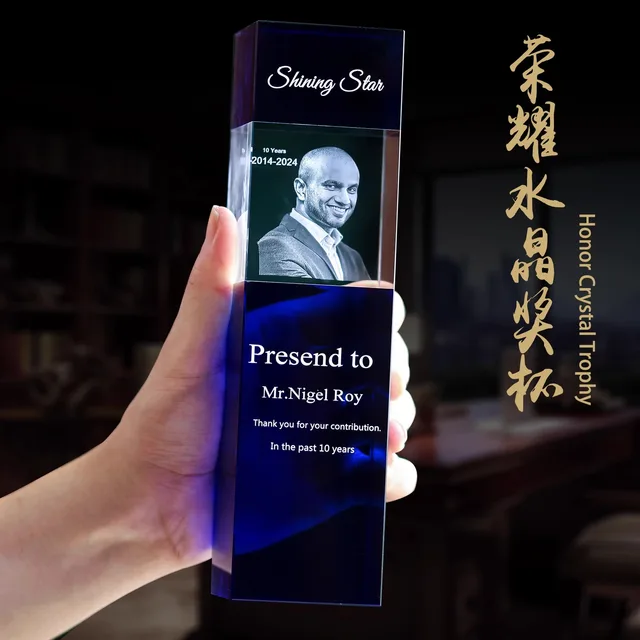New Design Products Custom Sports Souvenir 3D Laser Engraving Different Shapes Crystal Glass Awards Round Glass Awards