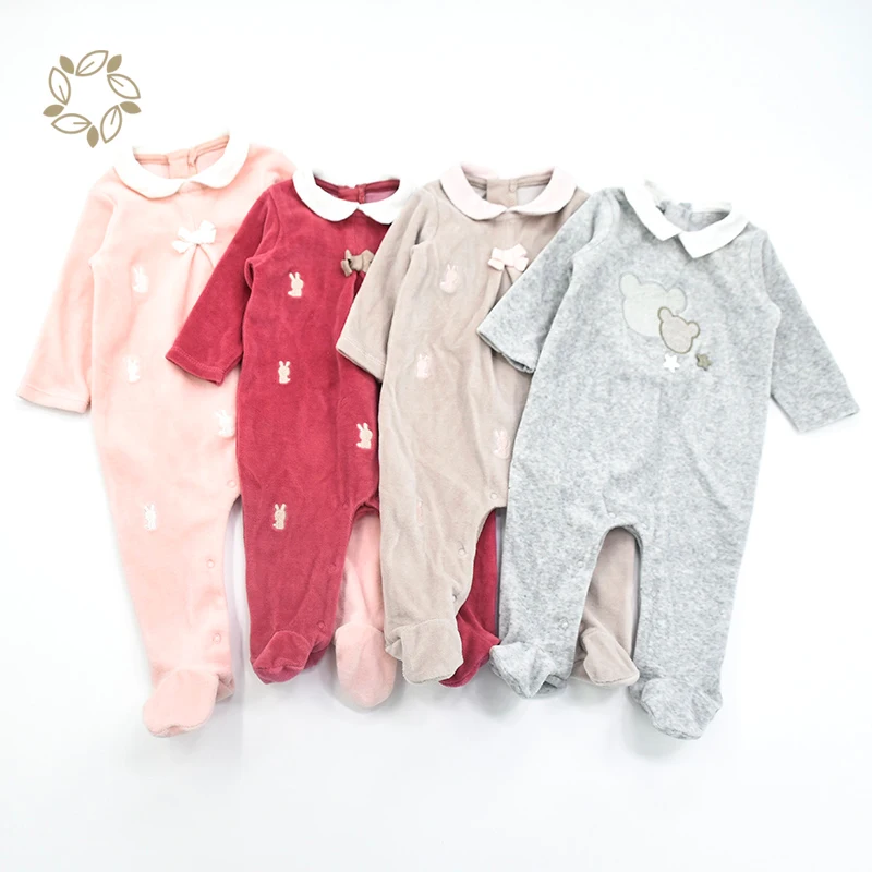Baby Velour Romper Organic Cotton Velvet Footie Onesie