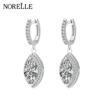 NORELLE Ladies 2CT Fine Moissanite Diamond Water Drop Earrings 925 Sterling Silver Jewelry for Women