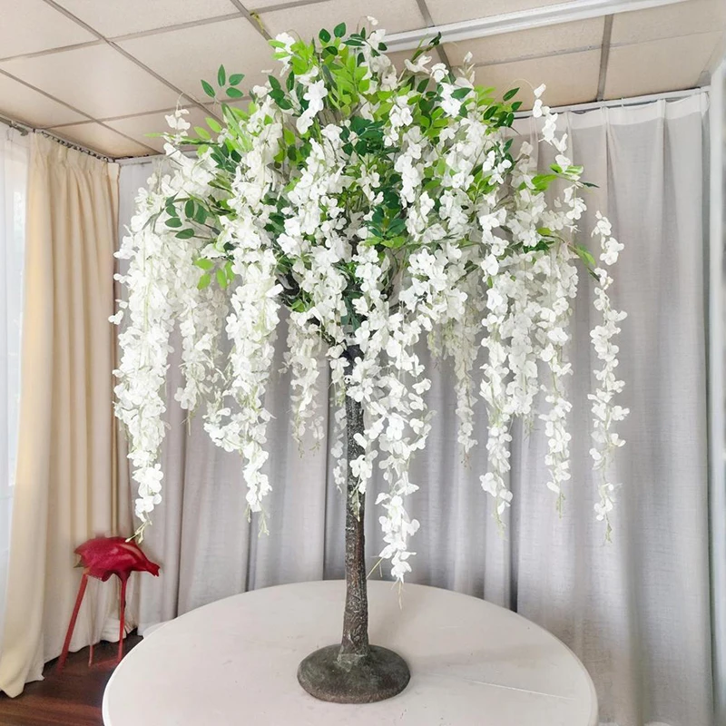 Artificial Flower Tree Party Home Wedding Fake Plant Flowers White Wisteria  Centerpiece Decorate