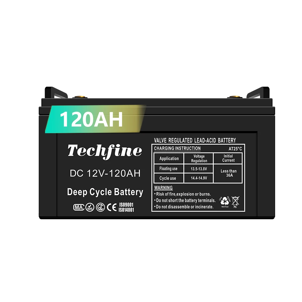 Techfine 12V 120ah Agm deep cycle battery 12v 120ah for Solar inverter system