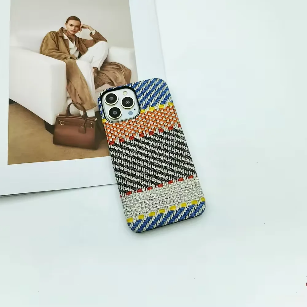 Oem Woven Pc Phone Case Luxury Protective Cell Phone Cover For Iphone 16 15 14 13 12 Plus Pro Max