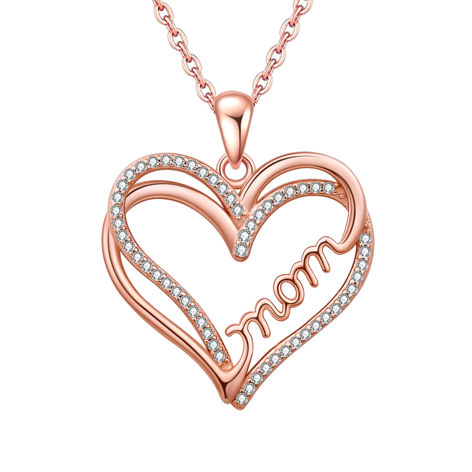Valentine's Day Valentine's Day Gift Charm Pendant For Mom Zircon Stone Necklace Round Necklace 14K Gold Bagel Pendant For Her