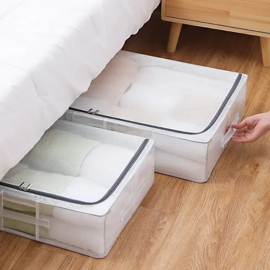 Large-Capacity Eco-friendly Folding PVC Underbed Clothes Storage Box Durable Dust-Proof Wardrobe Storage Container for Clothes