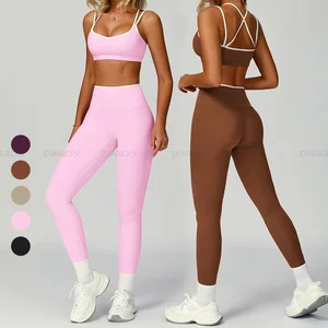 Women White Line Trim Contrast Color 2 Pieces Sport Wear Yoga Clothes Workout Set Gym Running Fitness Yoga Sets Custom Logo