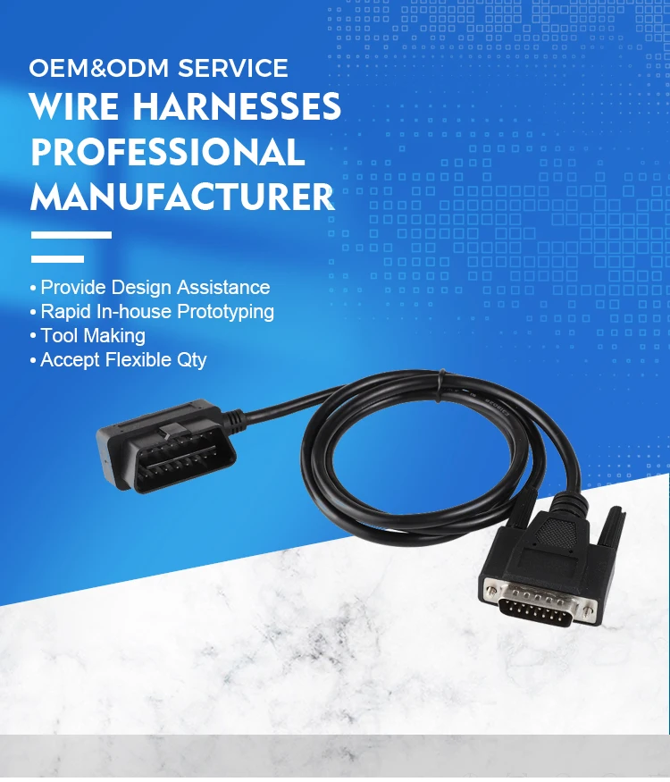 female to db15p male obd2 db15 obd 16 pin test cable for vga interface diagnostic diy programming-2