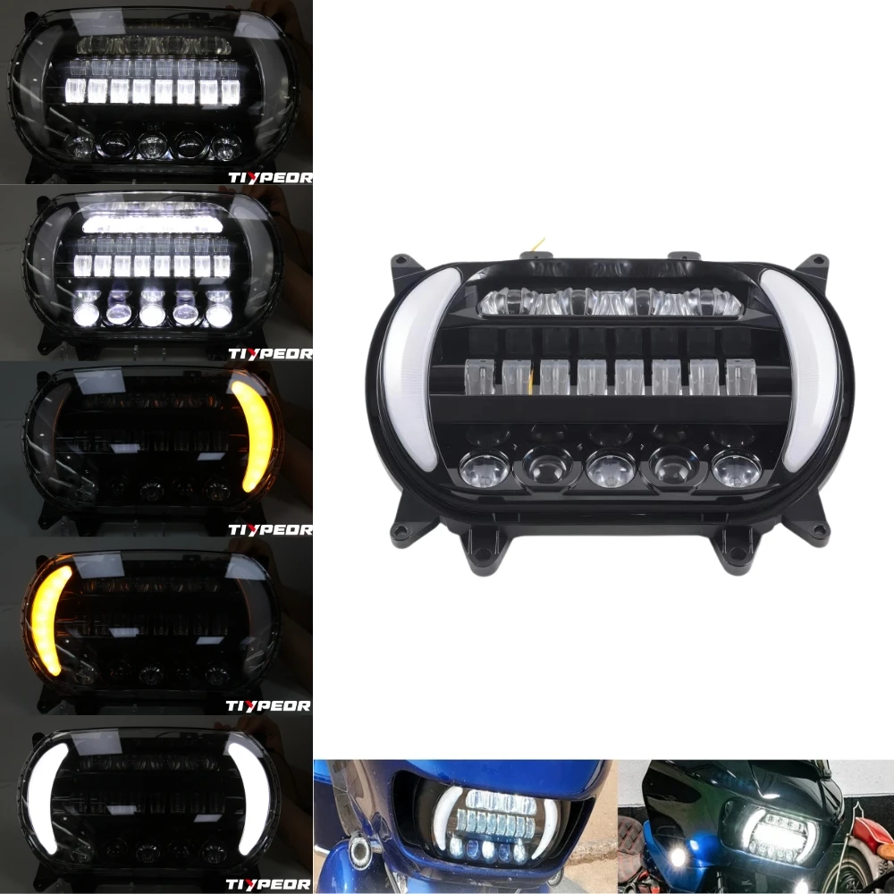 product tiypeor led motorcycle projection headlight drl turn signal lights for harley road glide 2015 2020 lighting system headlamp-3