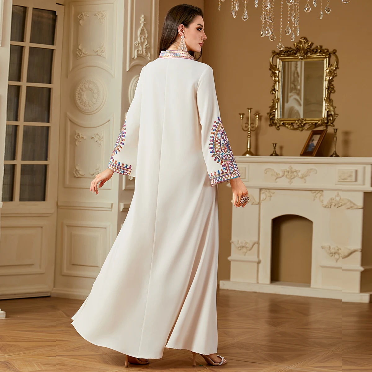 black long evening dress with sleeves XUIBOL White Beach Wedding Dresses SOFT LOUNGE LONG SLIP With a chic crew Size:Pre-order 10XL