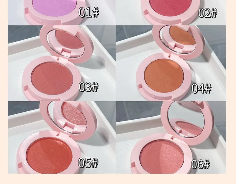 HERORANGE Soft Mist Blush with Mirror Mousse Blush Cream Natural Tender Matte Face Expanding Color Cute Blusher 6 Colors
