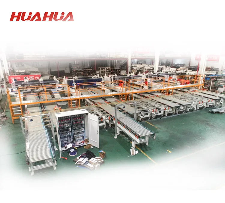 HUAHUA 2023 Popular Save Time and Labour Furniture Wood Panel Customization Two Sets of CNC Six Sides Drilling Machine Line