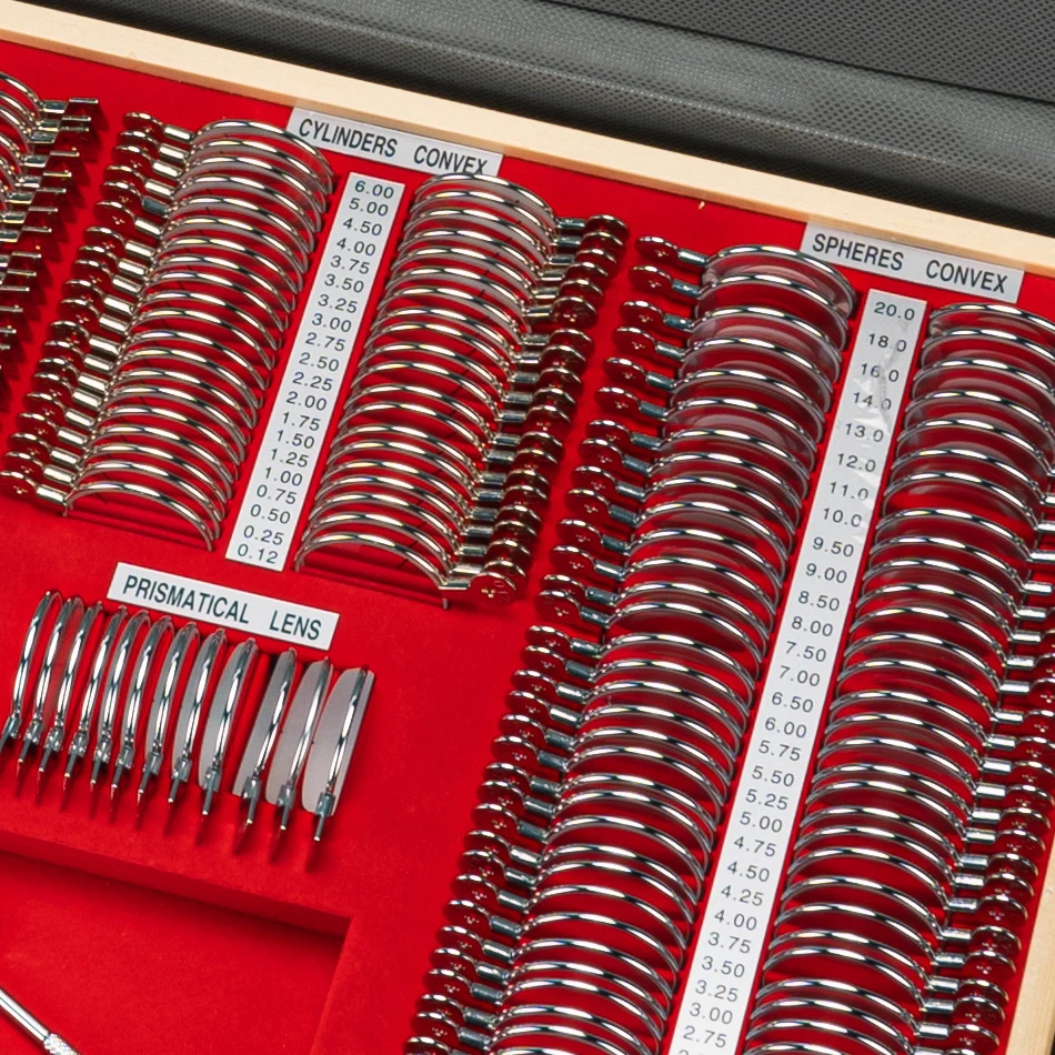 JS-266 a Grade Lens Case High Quality Optometry Equipment Optical Metal Rim Prism Trial Lens Set