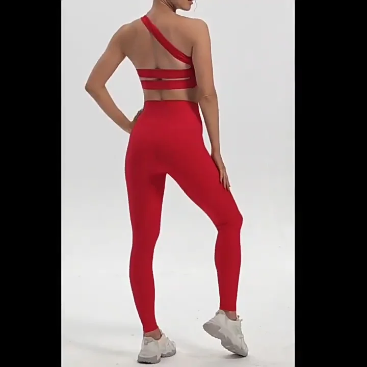 2023 Gym Fitness Women Single Shoulder Strap Backless Sports Bras Yoga