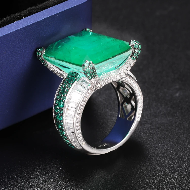 Новый дизайн для женщин CZ камень кольцо на заказ 925 Серебряные кольца циркон кольцо с изумрудом