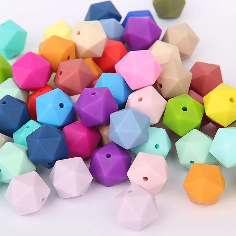Soft Pastel Silicone Beads 14 MM Hexagon Silicone Beads silicone Beads Silicone Loose Beads BPA Free