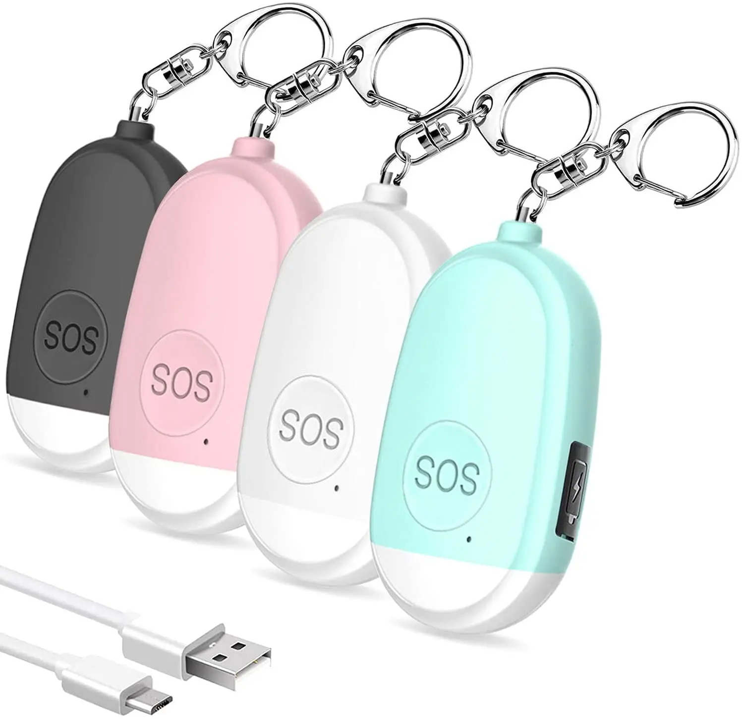 Personal Security Alarm Keychain Blue Emergency Survival Anti-Rape Siren with LED Female Safety Protection and Portable Alarm130db Warning 