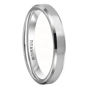 Coolstyle Jewelry Beveled Matte Finish 4mm Wholesale Titanium Ring for Women Men Fashion Engagement Wedding Band