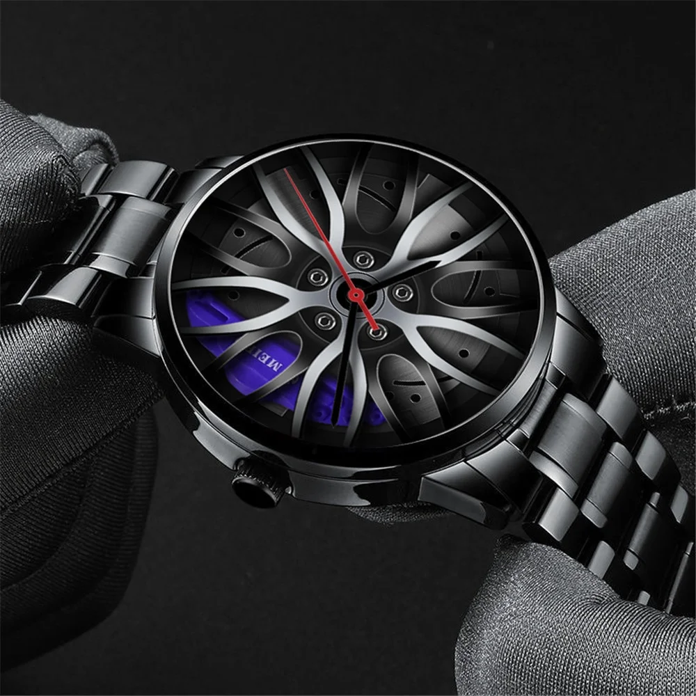 Luxury 3D Car Wheel Watch Quartz Sport Rim Car Watches Men