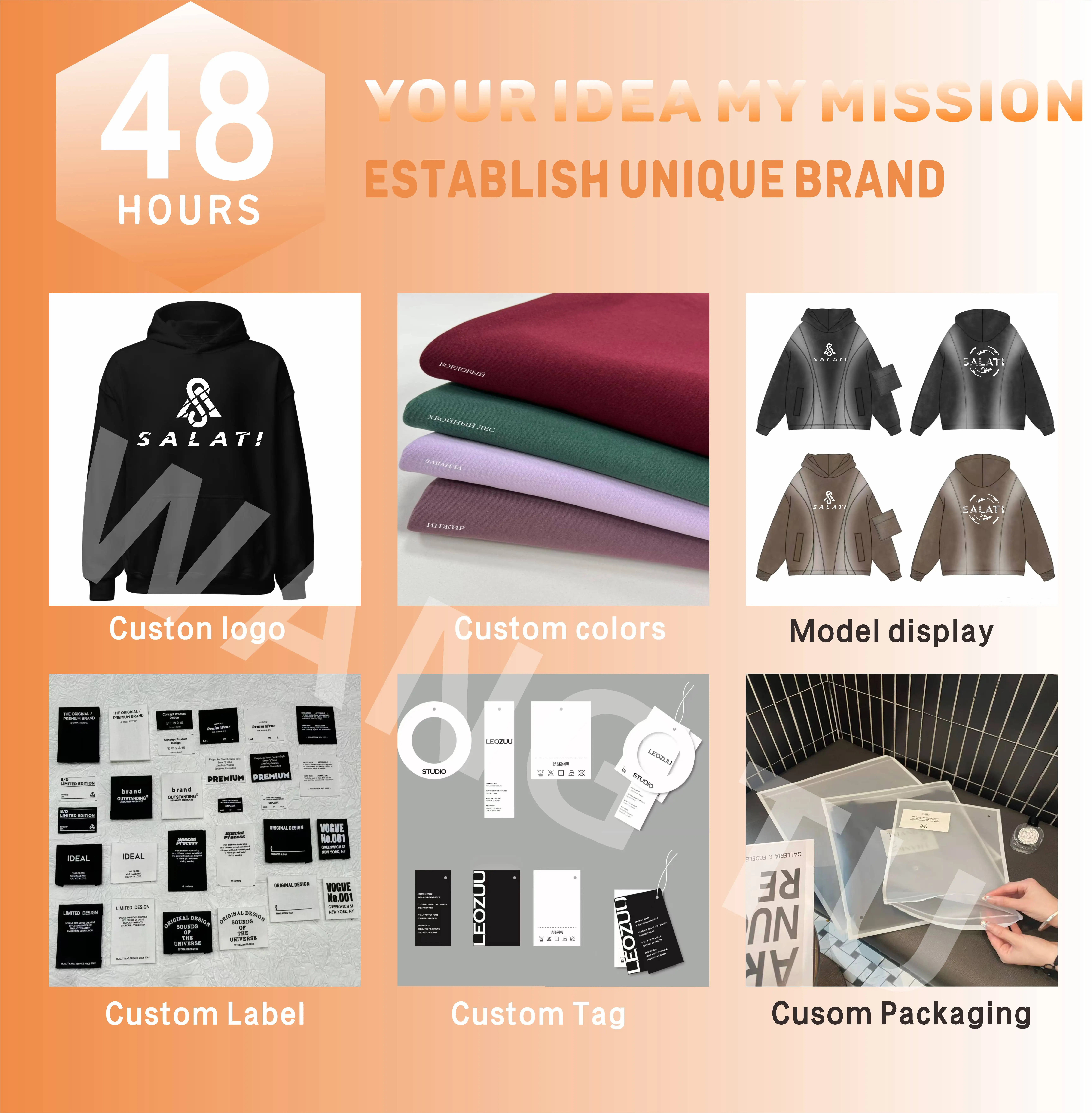 SALATI OEM& OEMStreetwear Mens Oversized Boxy Zip up Custom Logo Applique Embroidery Distressed Hoodie Manufacturer gallery 6