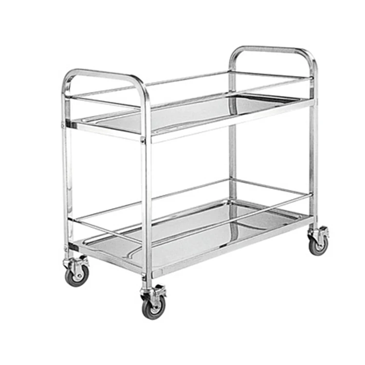Two-Layer Mobile Food Cart with Thickened Stainless Steel Best Price Meat Trolley for Kitchen Use Hotel & Restaurant Supplies